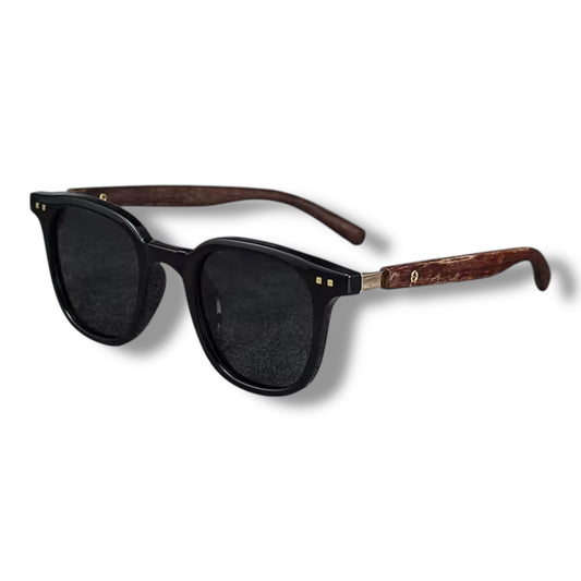 Wood Shadez Solbriller – Sort blank med imitert trestruktur