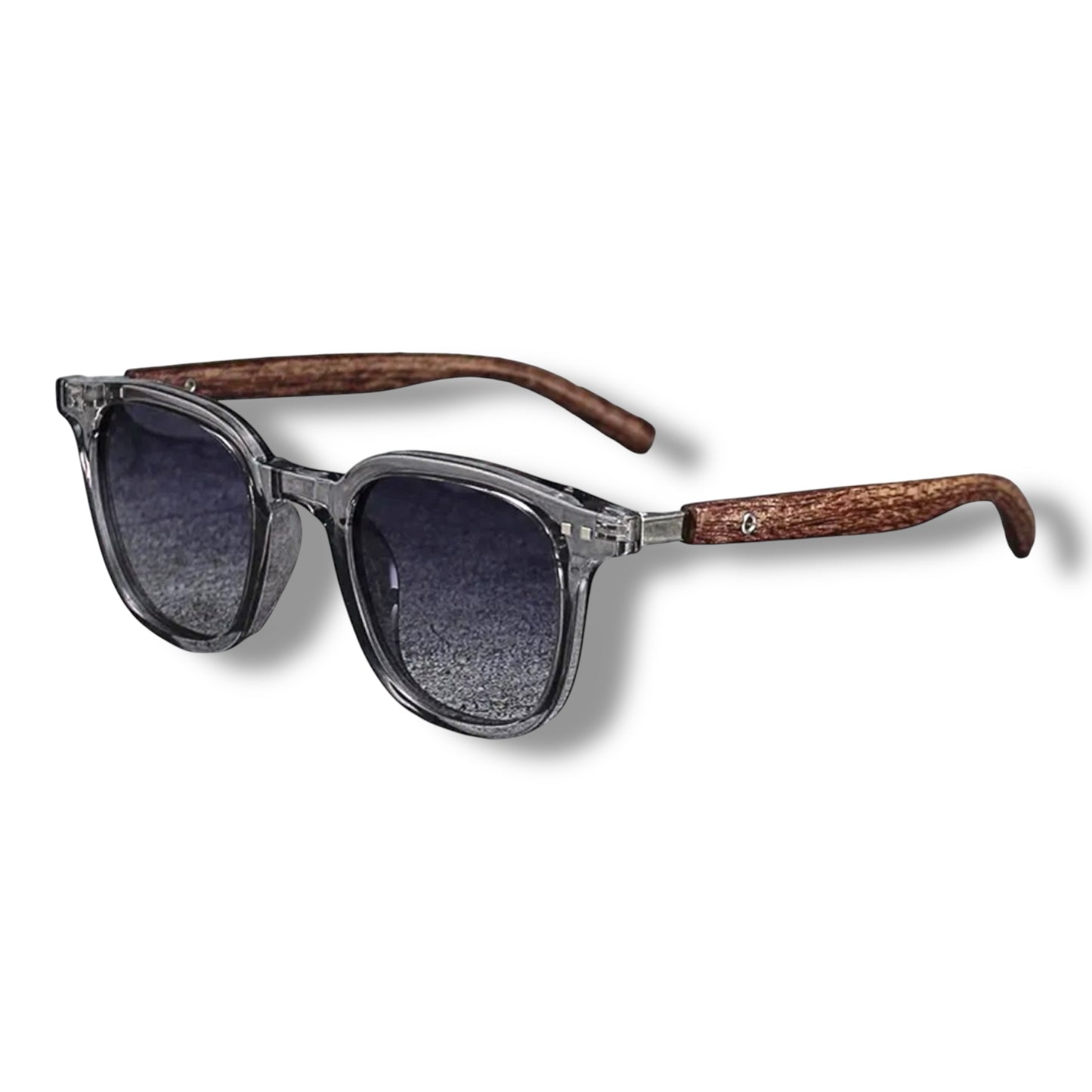 Wood Shadez Solbriller – Transparant grå med imitert trestruktur