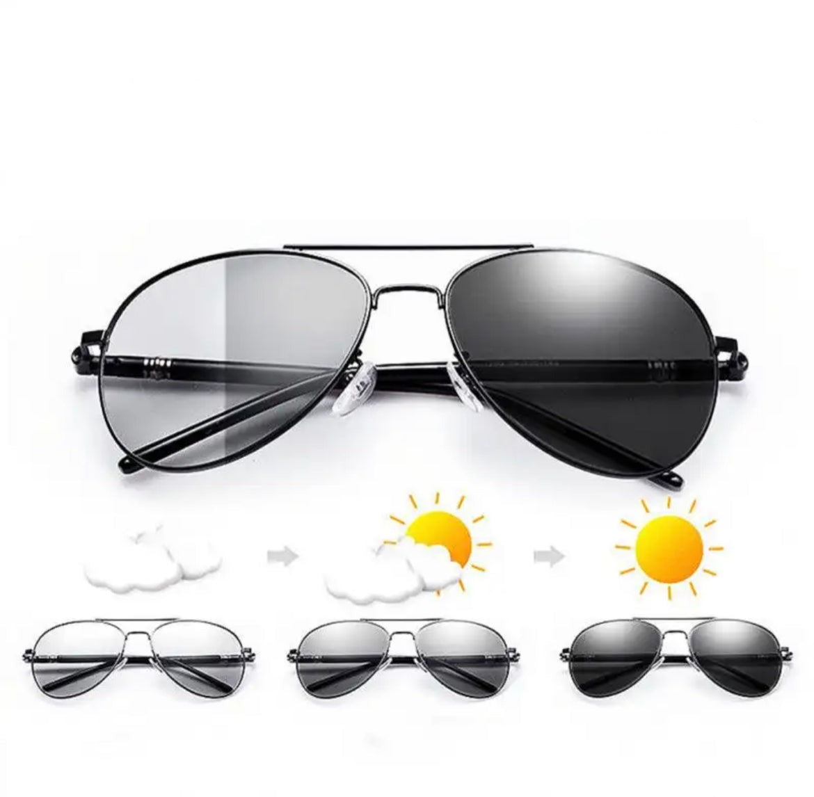 Pilotsolbriller med plaststang