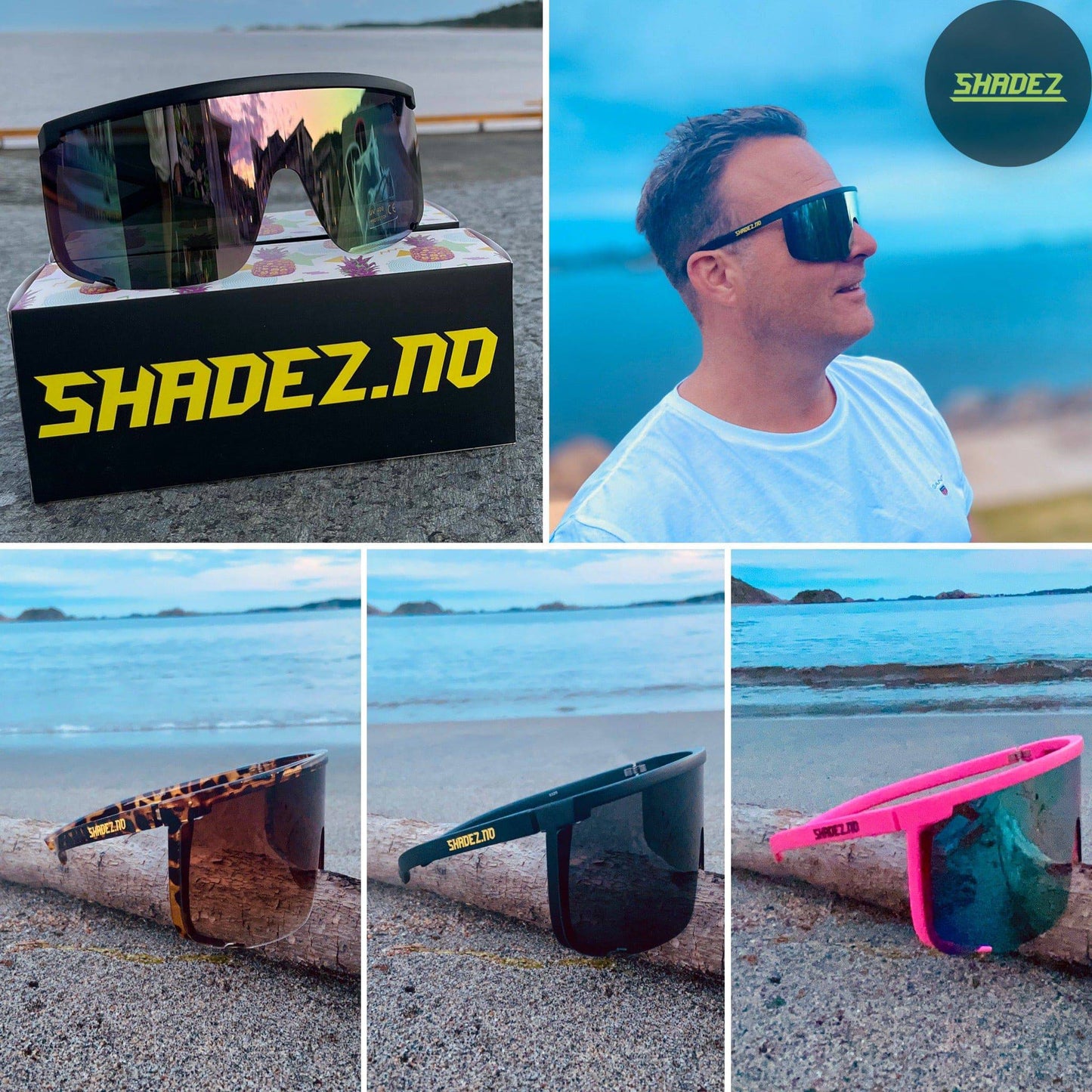 SHADEZ.NO® (rosa) Raske Shades solbriller – Store, lette og UV400-beskyttet